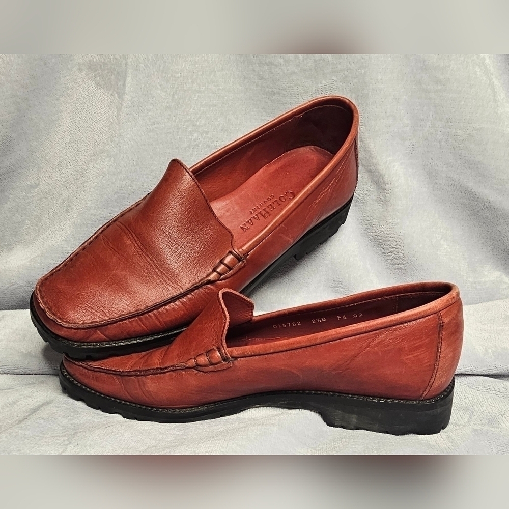 Cole Haan Country Edition Womens Slip On Red Driving Leather Loafers Size 8.5